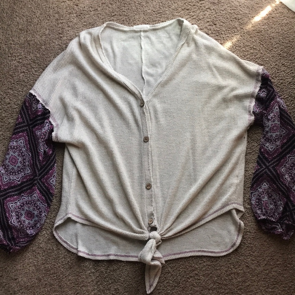 Boho style button down top
